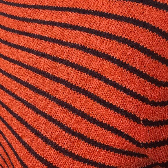 Vtg Y2K Don Sayres Wellmore for SaksFifthAve Orange Navy Stripe Knit sweater - Picture 3 of 6